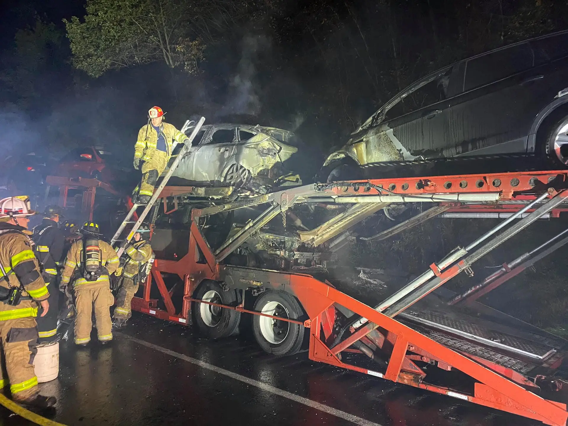 Car Hauler on Fire - Lawrence Township Fire Department #1